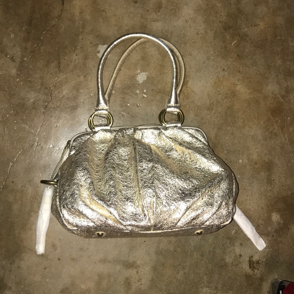 J.Crew Italian Leather Jaime Satchel Platinum Gold